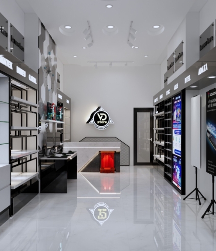 Thi công hoàn thiện shop linh kiện 